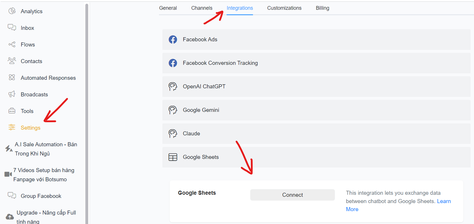 Google Sheets Integration - BotSumo.io